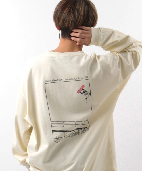 VISION STREET WEAR(ヴィジョンストリートウェア)の「【VISION STREET WEAR/ヴィジョンストリートウェア】 オーバーサイズ イラスト Tシャツ(Tシャツ/カットソー・メンズ・クリーム/パープル/チャコールグレー/ライトブルー/キナリ/ブラック系その他3/ベージュ/アイボリー/オフホワイト/ピンク/ダークブラック・M/L/XL)」の3枚目の写真