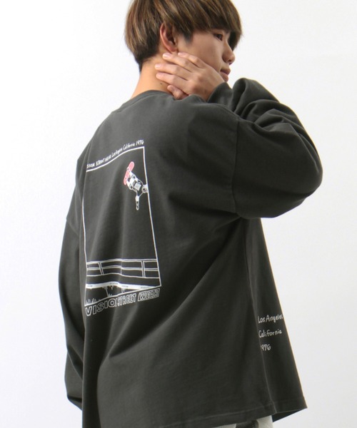 VISION STREET WEAR(ヴィジョンストリートウェア)の「【VISION STREET WEAR/ヴィジョンストリートウェア】 オーバーサイズ イラスト Tシャツ(Tシャツ/カットソー・メンズ・クリーム/パープル/チャコールグレー/ライトブルー/キナリ/ブラック系その他3/ベージュ/アイボリー/オフホワイト/ピンク/ダークブラック・M/L/XL)」の6枚目の写真