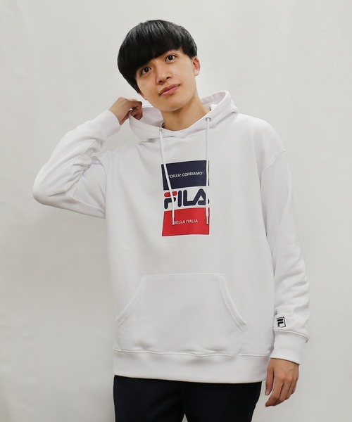 FILA(フィラ)の「【FILA/フィラ】デザインプリント ビッグシルエット スウェット パーカー 裏毛(パーカー・メンズ・ベージュ/ブラック/ネイビー/ホワイト・L/M/LL)」の5枚目の写真