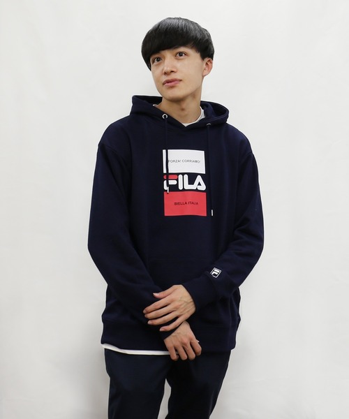 FILA(フィラ)の「【FILA/フィラ】デザインプリント ビッグシルエット スウェット パーカー 裏毛(パーカー・メンズ・ベージュ/ブラック/ネイビー/ホワイト・L/M/LL)」の13枚目の写真