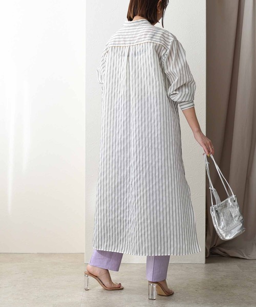 eimee law / フリルスリーブストライプシャツワンピース 新品 ☆ エイミーロウ フリルスリーブ ストライプシャツ