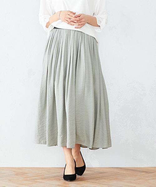 COMME CA ISM(コムサイズム)の「〈ウエストゴム〉 ワッシャー ギャザースカート(スカート・レディース・ブルー/ミント/グレイッシュベージュ・SMALL/MEDIUM/LARGE/X-LARGE)」の10枚目の写真