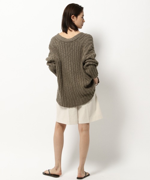 BABYLONE（バビロン）の「BABYLONE/Vネックリブカーディガン【手洗い