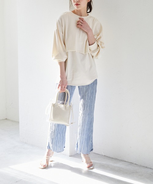 Heather（ヘザー）の「ミニ裏毛素材レイヤードカットソー２Ｐ　942325（Tシャツ/カットソー・レディース・ホワイト/ブルー/レッド・FREE）」の20枚目の写真