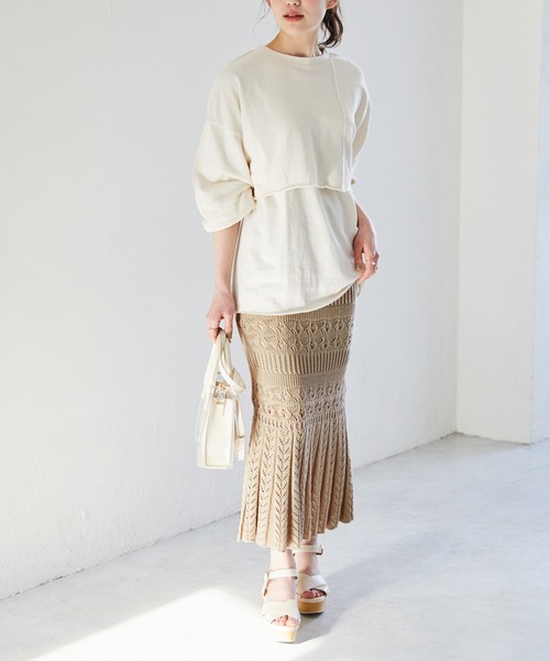 Heather（ヘザー）の「ミニ裏毛素材レイヤードカットソー２Ｐ　942325（Tシャツ/カットソー・レディース・ホワイト/ブルー/レッド・FREE）」の12枚目の写真