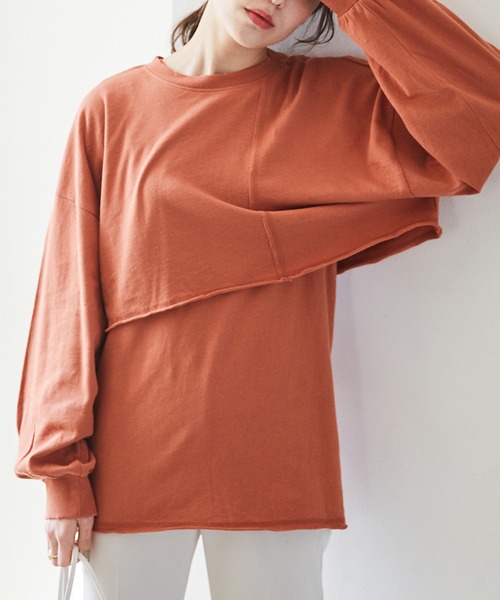 Heather（ヘザー）の「ミニ裏毛素材レイヤードカットソー２Ｐ　942325（Tシャツ/カットソー・レディース・ホワイト/ブルー/レッド・FREE）」の16枚目の写真