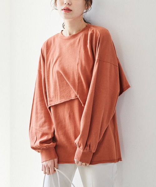 Heather（ヘザー）の「ミニ裏毛素材レイヤードカットソー２Ｐ　942325（Tシャツ/カットソー・レディース・ホワイト/ブルー/レッド・FREE）」の21枚目の写真