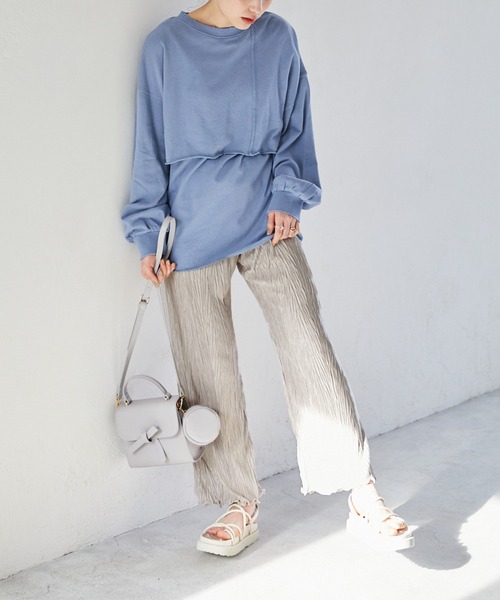 Heather（ヘザー）の「ミニ裏毛素材レイヤードカットソー２Ｐ　942325（Tシャツ/カットソー・レディース・ホワイト/ブルー/レッド・FREE）」の11枚目の写真