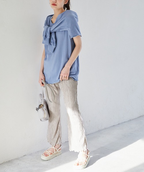 Heather（ヘザー）の「ミニ裏毛素材レイヤードカットソー２Ｐ　942325（Tシャツ/カットソー・レディース・ホワイト/ブルー/レッド・FREE）」の7枚目の写真