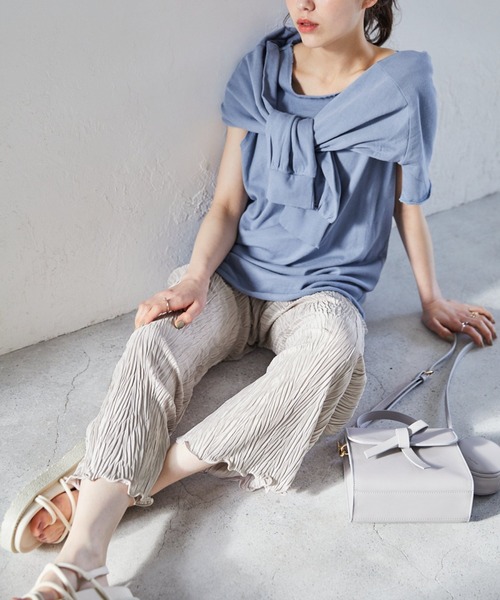 Heather（ヘザー）の「ミニ裏毛素材レイヤードカットソー２Ｐ　942325（Tシャツ/カットソー・レディース・ホワイト/ブルー/レッド・FREE）」の19枚目の写真