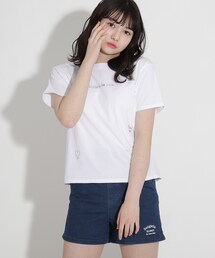 PINK-latte（ピンクラテ）の「◆【オーガニックコットン100％】飛び柄刺しゅうTシャツ（Tシャツ/カットソー・キッズ）」