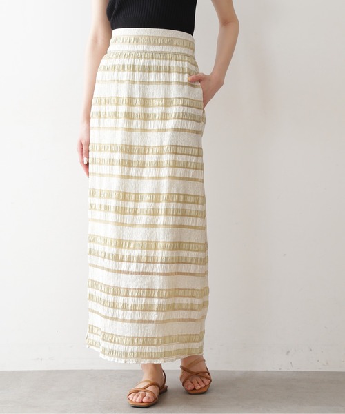 FREE'S MART（フリーズマート）の「◆シアーボーダーロングスカート（スカート・レディース・ホワイト/ベージュ・FREE）」の2枚目の写真