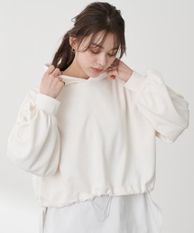 earth music&ecology（アースミュージックアンドエコロジー）の「【WEB限定】ギャザースリーブドロストショートスウェット ＊（スウェット・レディース）」