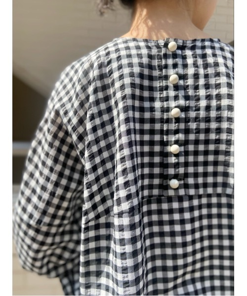 BEARDSLEY(ビアズリー)の「ギンガムマルブラウス(シャツ/ブラウス・レディース・ホワイト/ブラック・FREE)」の1枚目の写真
