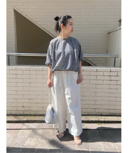 BEARDSLEY(ビアズリー)の「ギンガムマルブラウス(シャツ/ブラウス・レディース・ホワイト/ブラック・FREE)」の4枚目の写真