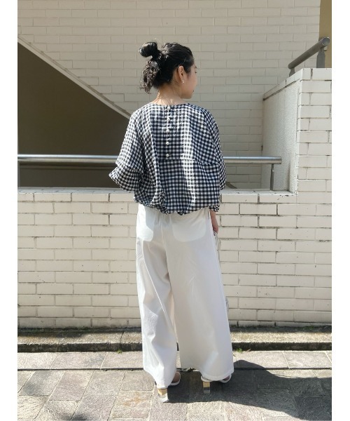 BEARDSLEY(ビアズリー)の「ギンガムマルブラウス(シャツ/ブラウス・レディース・ホワイト/ブラック・FREE)」の5枚目の写真