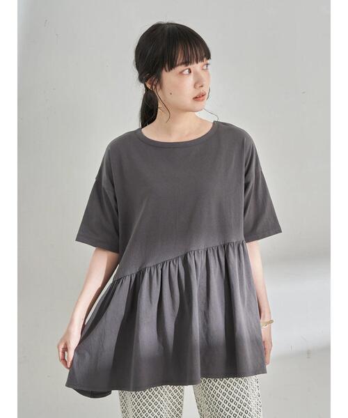 earth music&ecology（アースミュージックアンドエコロジー）の「ティアードカットチュニック ＊（Tシャツ/カットソー・レディース・チャコールグレー/オフホワイト/ミント・FREE）」の5枚目の写真