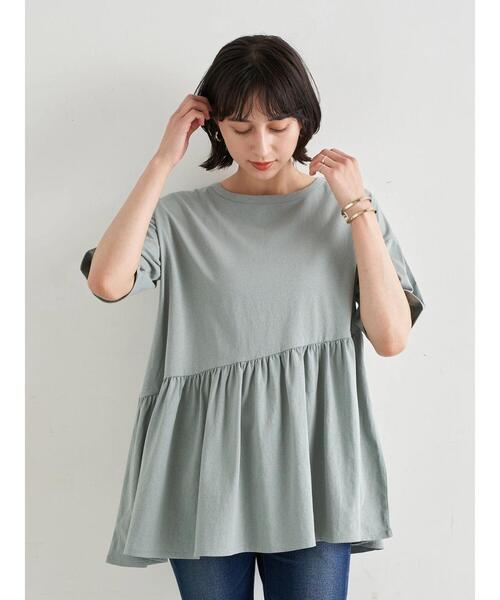 earth music&ecology（アースミュージックアンドエコロジー）の「ティアードカットチュニック ＊（Tシャツ/カットソー・レディース・チャコールグレー/オフホワイト/ミント・FREE）」の6枚目の写真