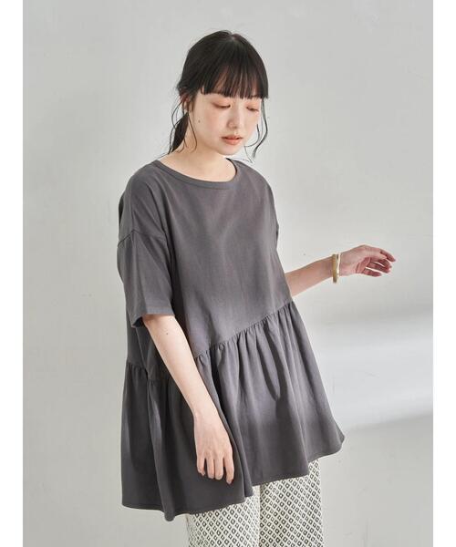 earth music&ecology（アースミュージックアンドエコロジー）の「ティアードカットチュニック ＊（Tシャツ/カットソー・レディース・チャコールグレー/オフホワイト/ミント・FREE）」の7枚目の写真