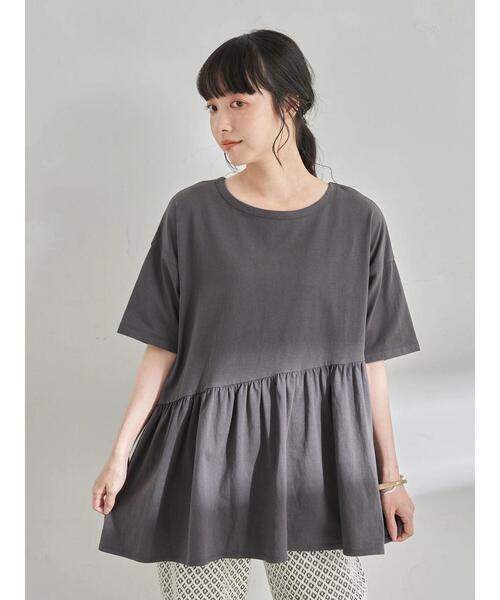 earth music&ecology（アースミュージックアンドエコロジー）の「ティアードカットチュニック ＊（Tシャツ/カットソー・レディース・チャコールグレー/オフホワイト/ミント・FREE）」の8枚目の写真