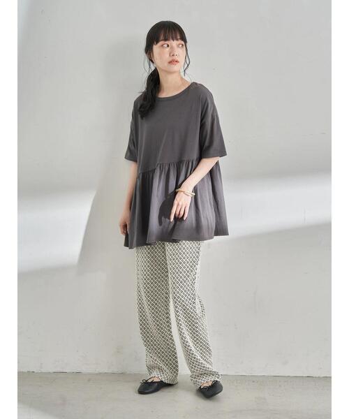 earth music&ecology（アースミュージックアンドエコロジー）の「ティアードカットチュニック ＊（Tシャツ/カットソー・レディース・チャコールグレー/オフホワイト/ミント・FREE）」の15枚目の写真