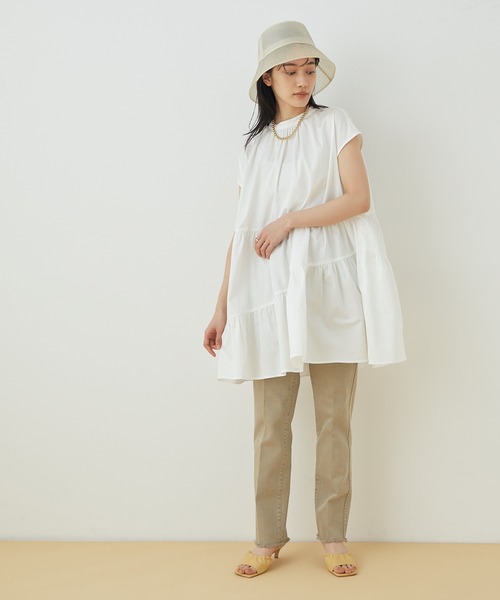 ADAM ET ROPE'（アダムエロペ）の「【WEB限定】ティアードミニワンピース（ワンピース・レディース・ホワイト/ブラック・FREE）」の5枚目の写真