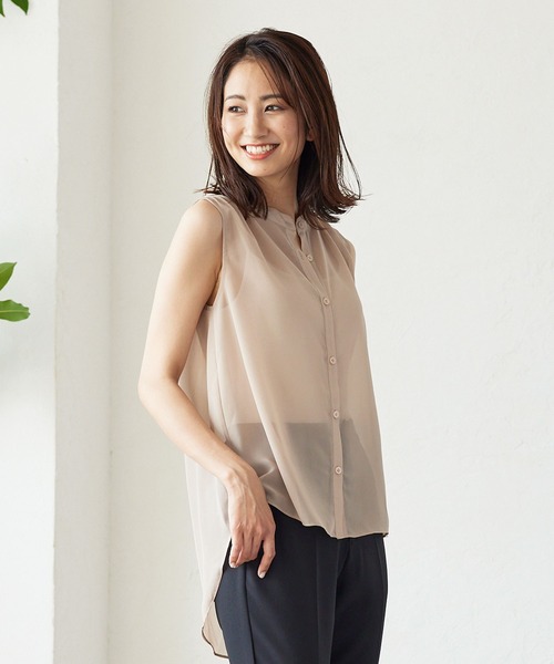 KOBE LETTUCE（コウベレタス）の「シフォンノースリーブシアーブラウス（シャツ/ブラウス・レディース・イエロー系その他/ブルー系その他/グレイッシュベージュ・FREE）」の2枚目の写真