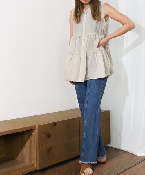 Per sist ence（パーシエンス）の「Per sist ence/パーシエンス　ティアードノースリーブシャツ（シャツ/ブラウス・レディース・グリーン/オフホワイト/ベージュ/ブラック/モカ・FREE）」の20枚目の写真