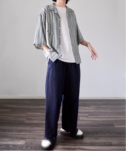 y/m by れぽすけ（イムバイレポスケ）の「オープンカラー柄シャツ（シャツ/ブラウス・メンズ・ブラック/ブラウン/ブルー・MEDIUM/LARGE）」の15枚目の写真