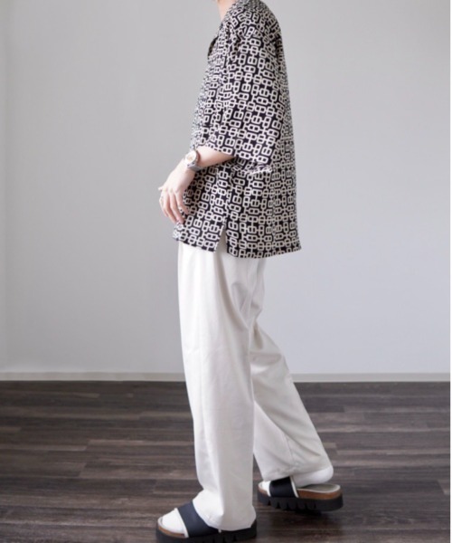 y/m by れぽすけ（イムバイレポスケ）の「オープンカラー柄シャツ（シャツ/ブラウス・メンズ・ブラック/ブラウン/ブルー・MEDIUM/LARGE）」の6枚目の写真