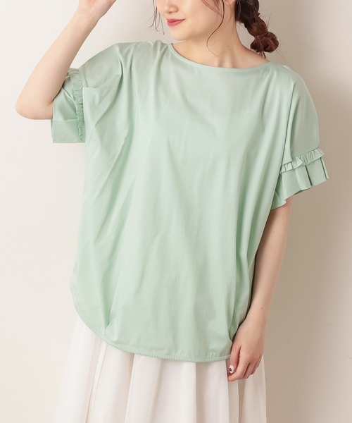 PUAL CE CIN（ピュアルセシン）の「シルケット袖フリルプルオーバー（Tシャツ/カットソー・レディース・ブラック/ミント/ホワイト/ピンク系その他・FREE）」の4枚目の写真