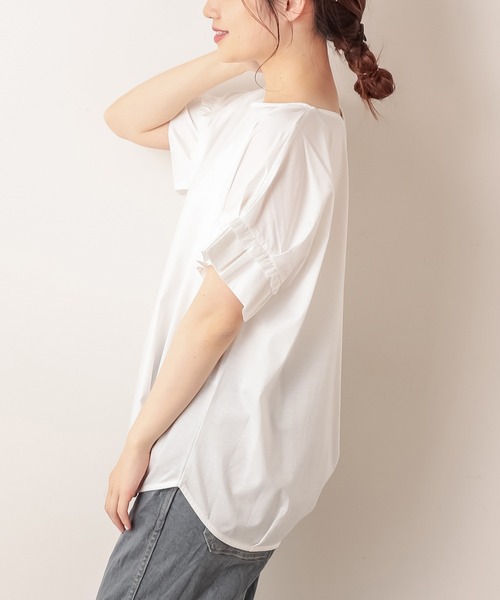 PUAL CE CIN（ピュアルセシン）の「シルケット袖フリルプルオーバー（Tシャツ/カットソー・レディース・ブラック/ミント/ホワイト/ピンク系その他・FREE）」の7枚目の写真