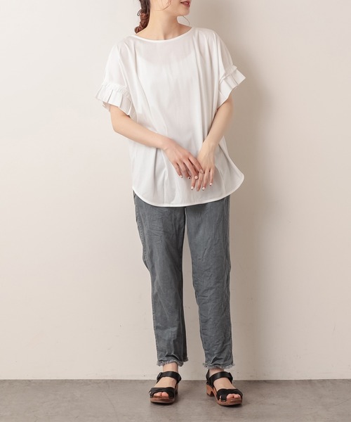 PUAL CE CIN（ピュアルセシン）の「シルケット袖フリルプルオーバー（Tシャツ/カットソー・レディース・ブラック/ミント/ホワイト/ピンク系その他・FREE）」の9枚目の写真