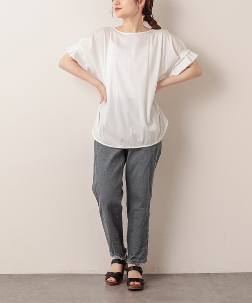 PUAL CE CIN（ピュアルセシン）の「シルケット袖フリルプルオーバー（Tシャツ/カットソー・レディース・ブラック/ミント/ホワイト/ピンク系その他・FREE）」の10枚目の写真