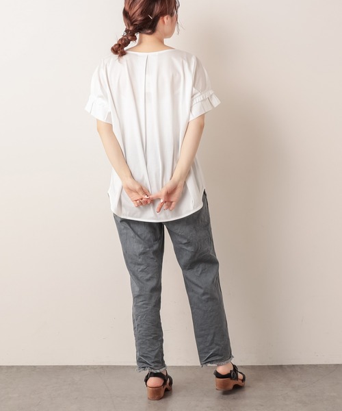 PUAL CE CIN（ピュアルセシン）の「シルケット袖フリルプルオーバー（Tシャツ/カットソー・レディース・ブラック/ミント/ホワイト/ピンク系その他・FREE）」の12枚目の写真