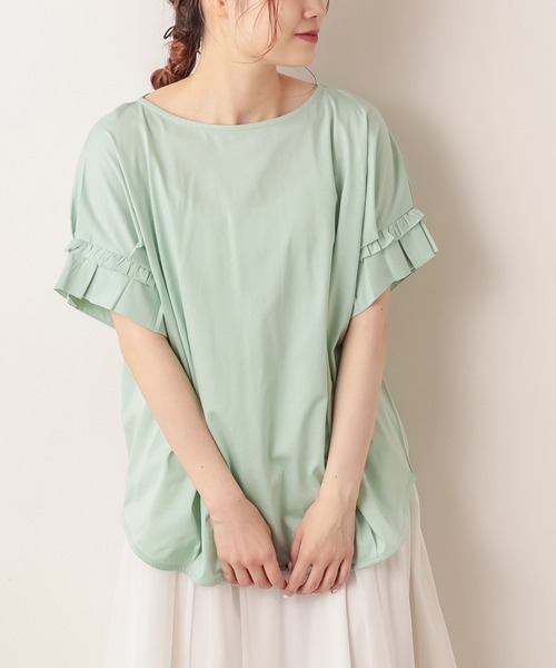 PUAL CE CIN（ピュアルセシン）の「シルケット袖フリルプルオーバー（Tシャツ/カットソー・レディース・ブラック/ミント/ホワイト/ピンク系その他・FREE）」の13枚目の写真