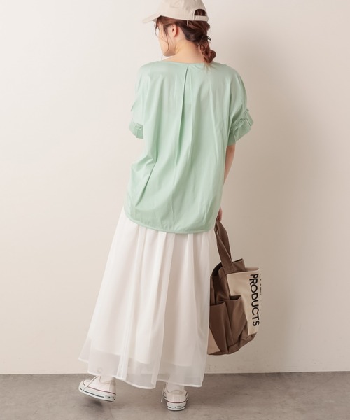 PUAL CE CIN（ピュアルセシン）の「シルケット袖フリルプルオーバー（Tシャツ/カットソー・レディース・ブラック/ミント/ホワイト/ピンク系その他・FREE）」の19枚目の写真