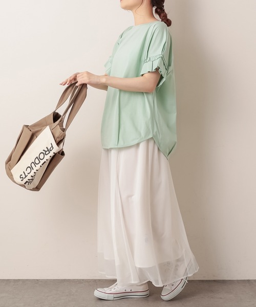 PUAL CE CIN（ピュアルセシン）の「シルケット袖フリルプルオーバー（Tシャツ/カットソー・レディース・ブラック/ミント/ホワイト/ピンク系その他・FREE）」の18枚目の写真