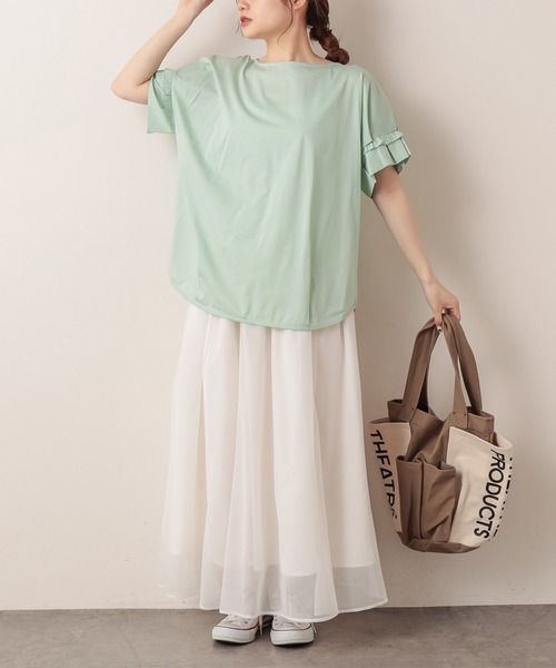 PUAL CE CIN（ピュアルセシン）の「シルケット袖フリルプルオーバー（Tシャツ/カットソー・レディース・ブラック/ミント/ホワイト/ピンク系その他・FREE）」の16枚目の写真