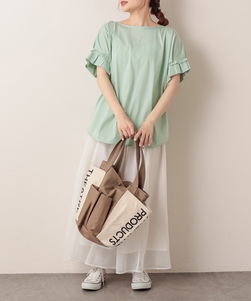 PUAL CE CIN（ピュアルセシン）の「シルケット袖フリルプルオーバー（Tシャツ/カットソー・レディース・ブラック/ミント/ホワイト/ピンク系その他・FREE）」の17枚目の写真