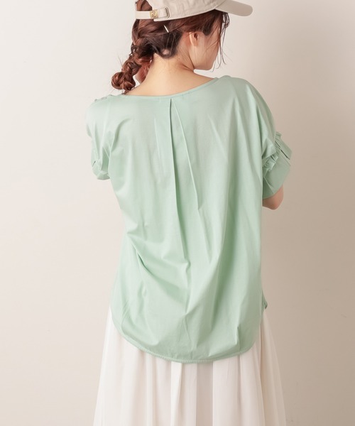 PUAL CE CIN（ピュアルセシン）の「シルケット袖フリルプルオーバー（Tシャツ/カットソー・レディース・ブラック/ミント/ホワイト/ピンク系その他・FREE）」の15枚目の写真