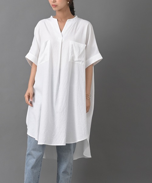 R・P・S　pura（アールピーエスピューラ）の「【WEB限定】pura　ダブルポケットスキッパーチュニック（ワンピース・レディース・ブラック/オフホワイト/アイボリー/ライトカーキ・M）」の2枚目の写真