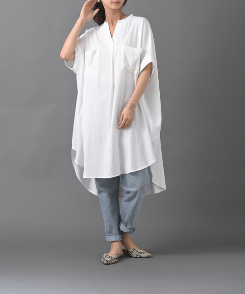 R・P・S　pura（アールピーエスピューラ）の「【WEB限定】pura　ダブルポケットスキッパーチュニック（ワンピース・レディース・ブラック/オフホワイト/アイボリー/ライトカーキ・M）」の5枚目の写真