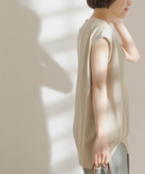 FORK&SPOON（フォークアンドスプーン）の「FORK&SPOON　ペーパーノースリーブニット（ニット/セーター・レディース・ブラック/アイボリー/ライトブラウン・ONE）」の5枚目の写真