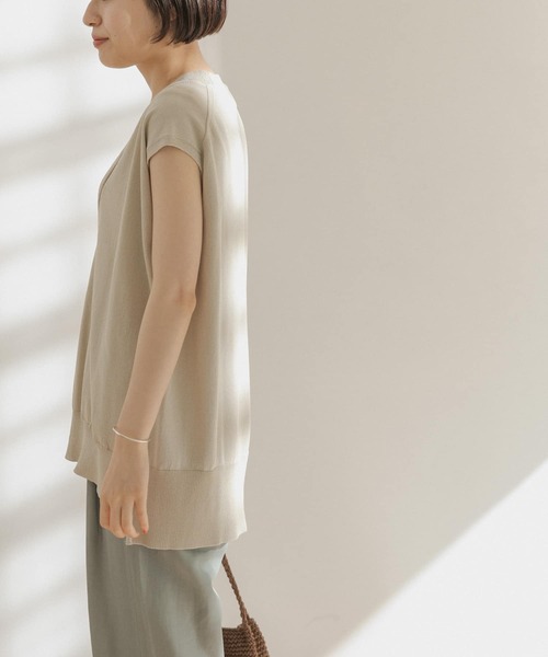 FORK&SPOON（フォークアンドスプーン）の「FORK&SPOON　ペーパーノースリーブニット（ニット/セーター・レディース・ブラック/アイボリー/ライトブラウン・ONE）」の8枚目の写真