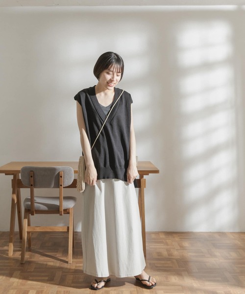 FORK&SPOON（フォークアンドスプーン）の「FORK&SPOON　ペーパーノースリーブニット（ニット/セーター・レディース・ブラック/アイボリー/ライトブラウン・ONE）」の22枚目の写真