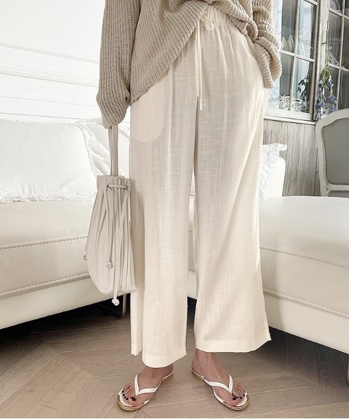 NANING9（ナンニング）の「NANING9 ベーシックリネンワイドパンツ（その他パンツ・レディース・アイボリー/ベージュ/スカイブルー・FREE）」の18枚目の写真