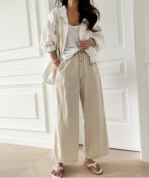 NANING9（ナンニング）の「NANING9 ベーシックリネンワイドパンツ（その他パンツ・レディース・アイボリー/ベージュ/スカイブルー・FREE）」の11枚目の写真