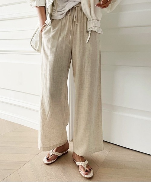 NANING9（ナンニング）の「NANING9 ベーシックリネンワイドパンツ（その他パンツ・レディース・アイボリー/ベージュ/スカイブルー・FREE）」の17枚目の写真