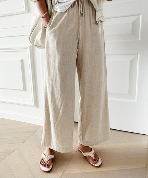 NANING9（ナンニング）の「NANING9 ベーシックリネンワイドパンツ（その他パンツ・レディース・アイボリー/ベージュ/スカイブルー・FREE）」の9枚目の写真